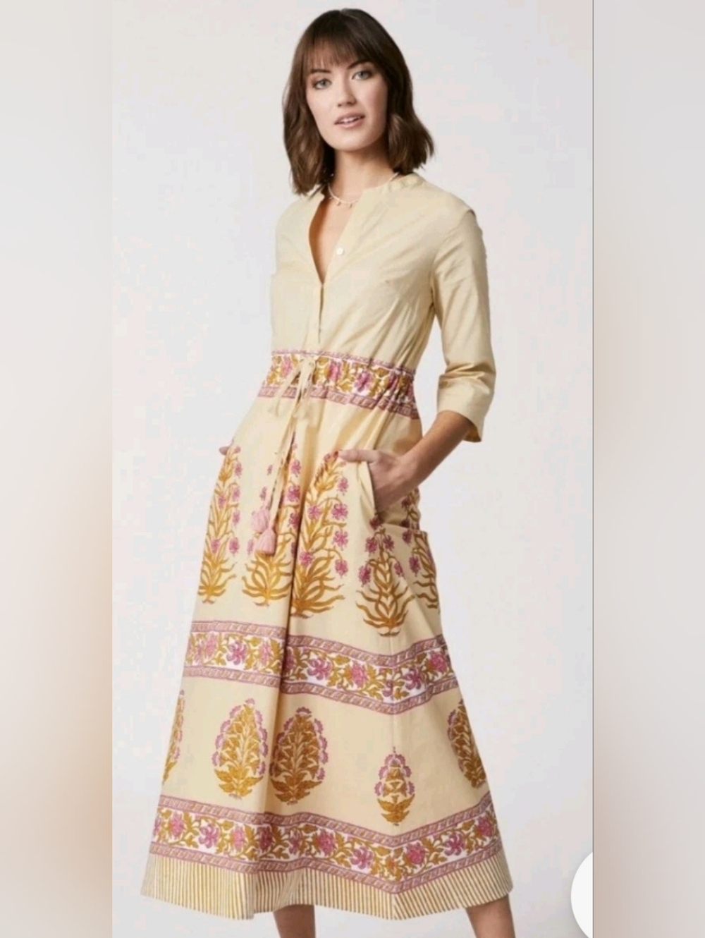 Spartina 449 Kennedy Shirt Dress - Pepper Hall Woodblock Floral Medium